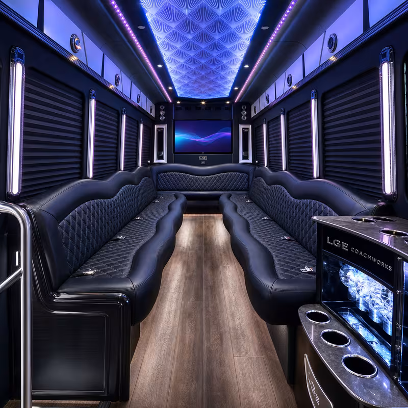 15 Passenger Party Bus Interior