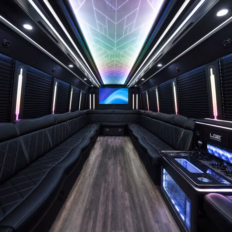 15 Passenger Party Bus Interior