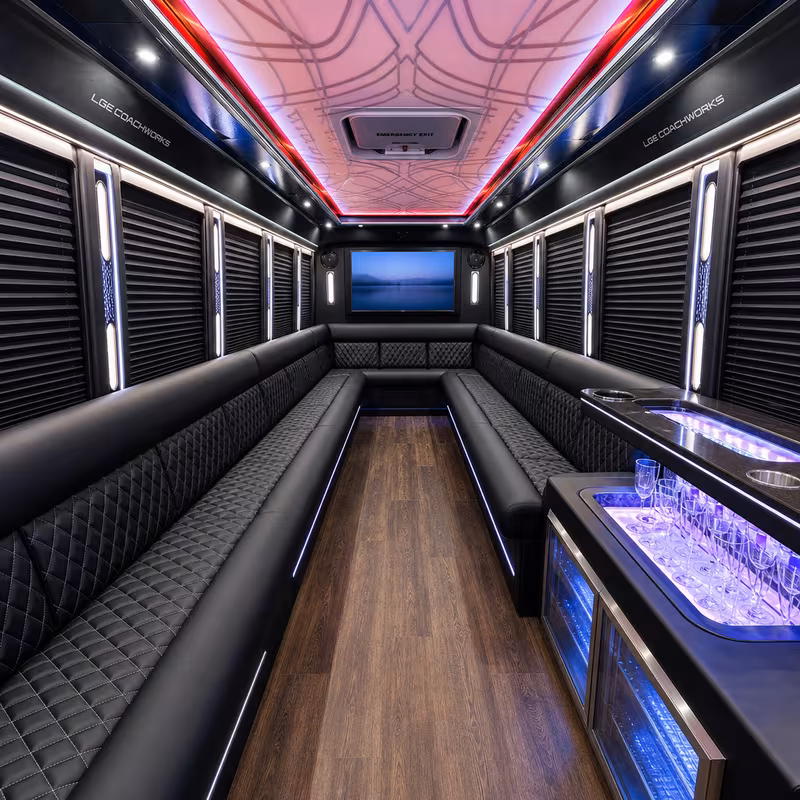 18 Passenger Party Bus Interior