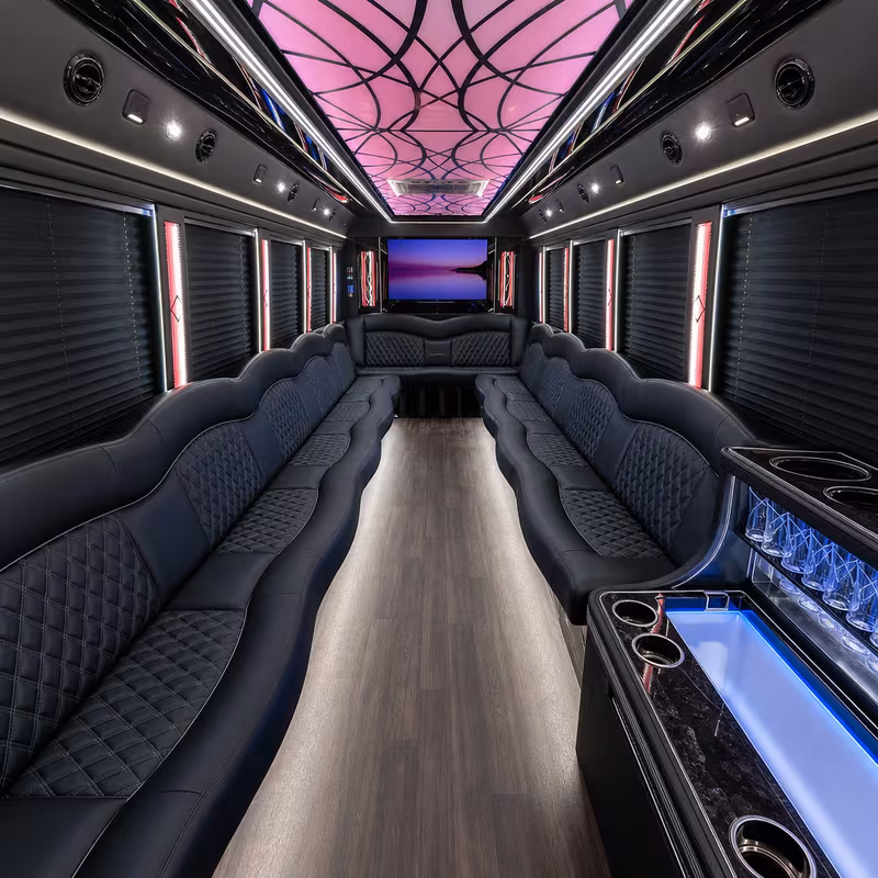 18 Passenger Party Bus Interior