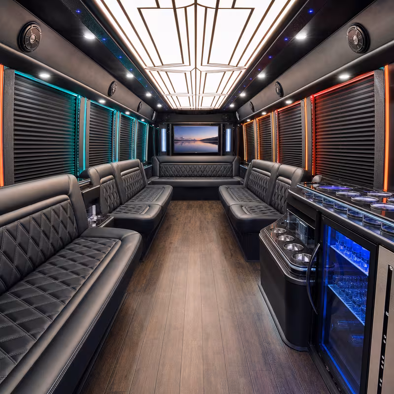 20 Passenger Party Bus Interior