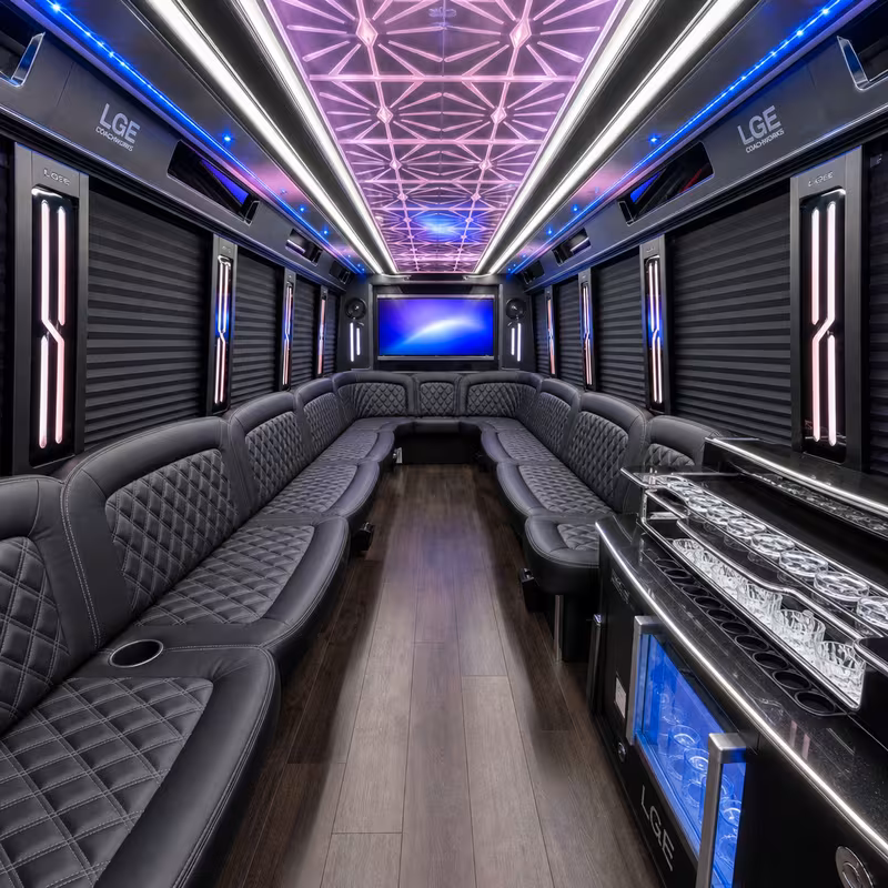 20 Passenger Party Bus Interior