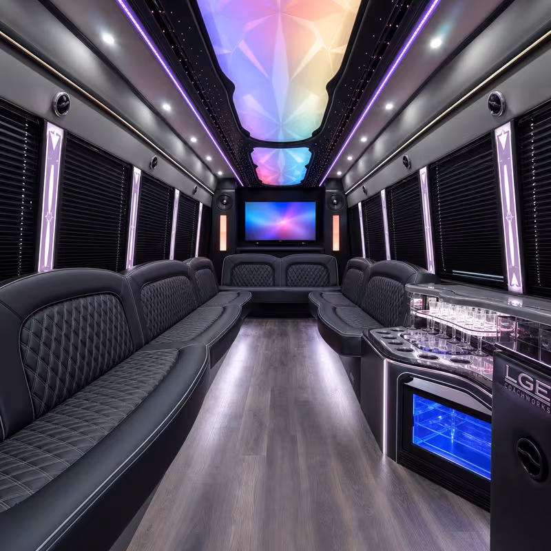 25 Passenger Party Bus Interior