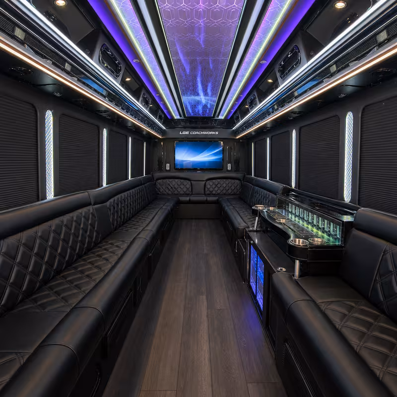 28 Passenger Party Bus Interior