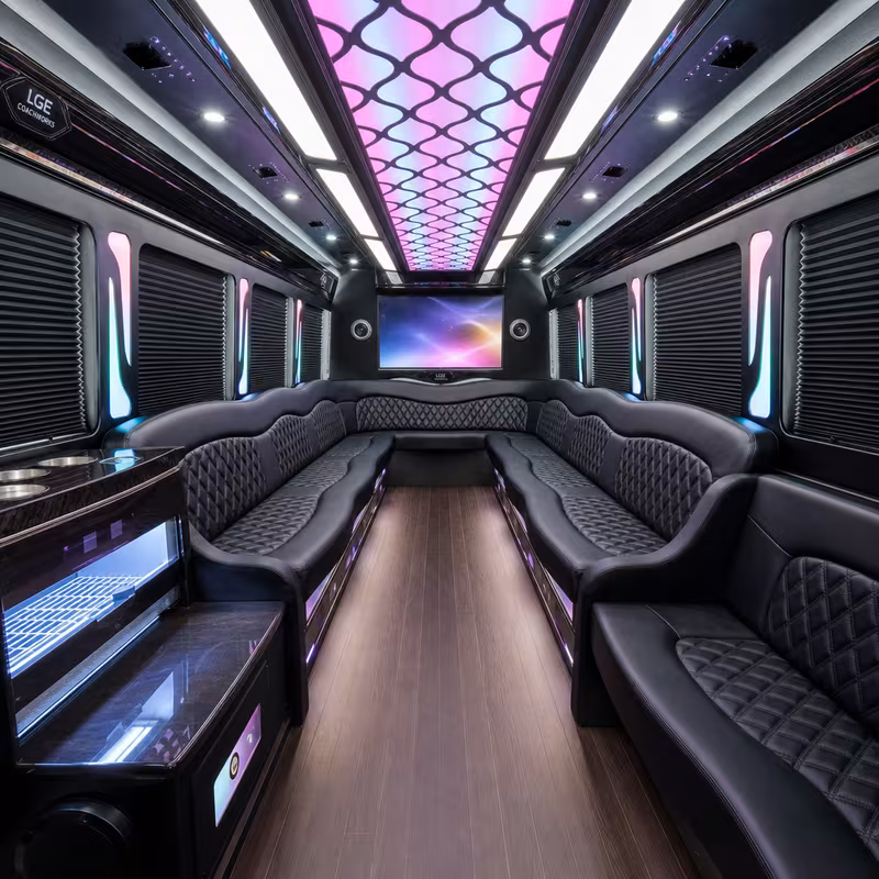 28 Passenger Party Bus Interior