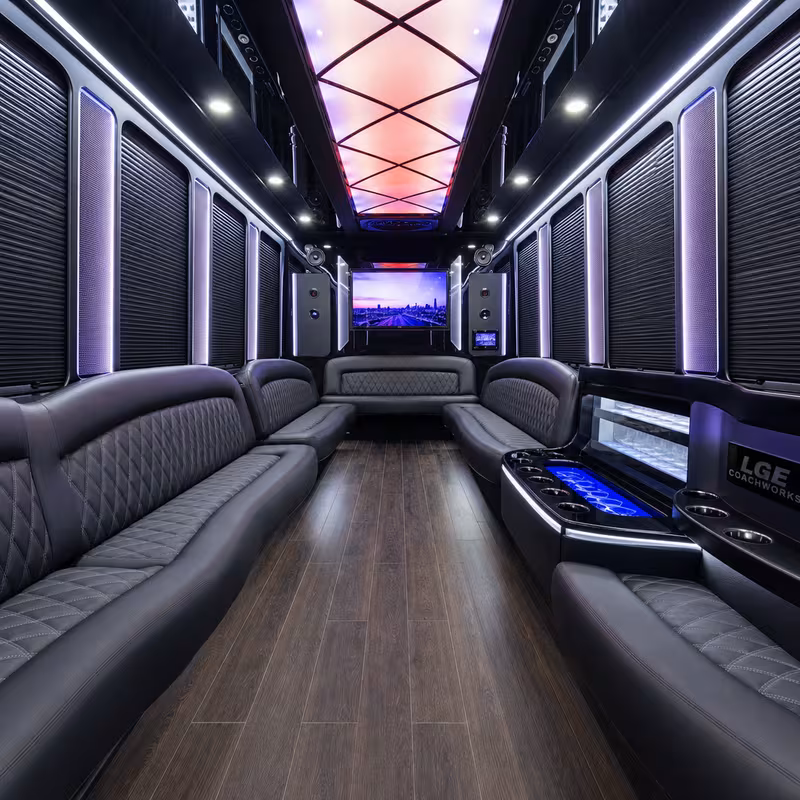 50 Passenger Party Bus Interior