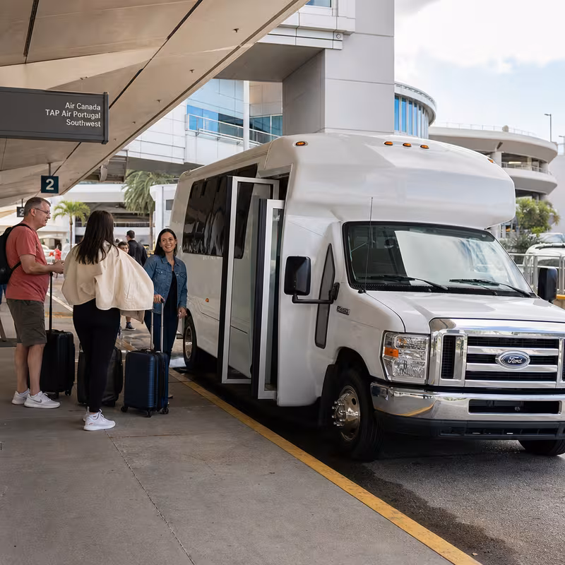 Black Mercedes Sprinter van staged for an Tampa Airport Transportation group