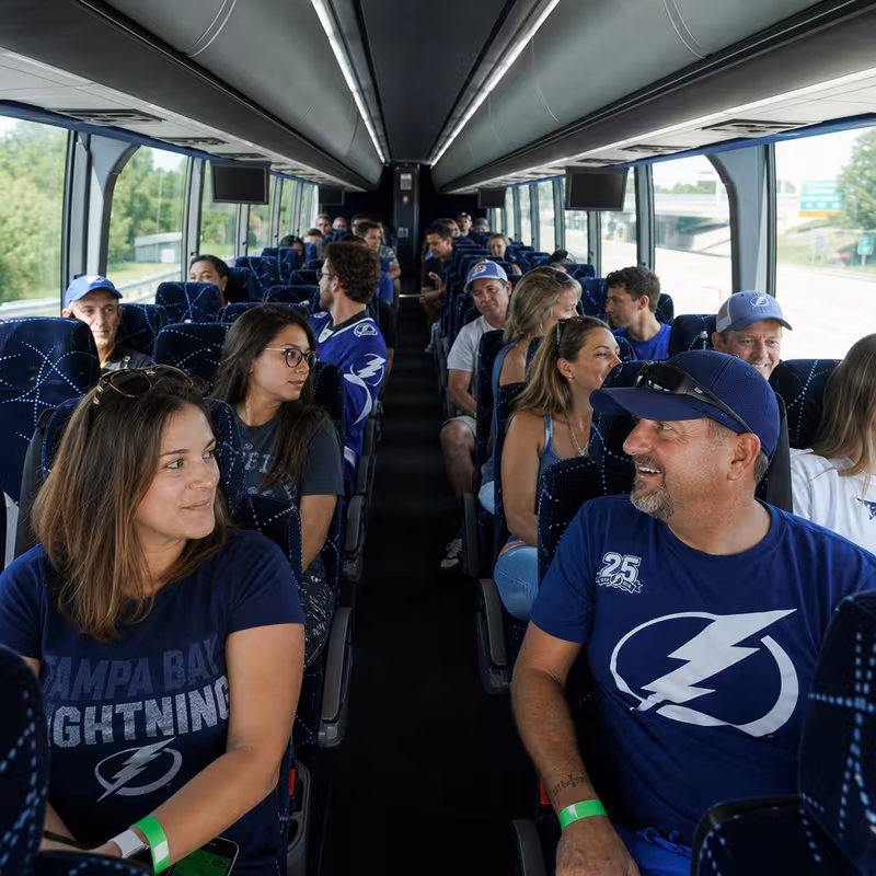 Passenger seating aboard a Tampa party bus rental