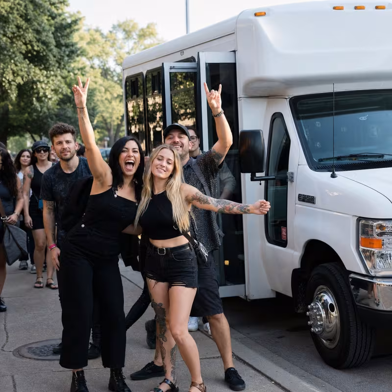 Black Mercedes Sprinter van staged for an Tampa Concert Transportation group