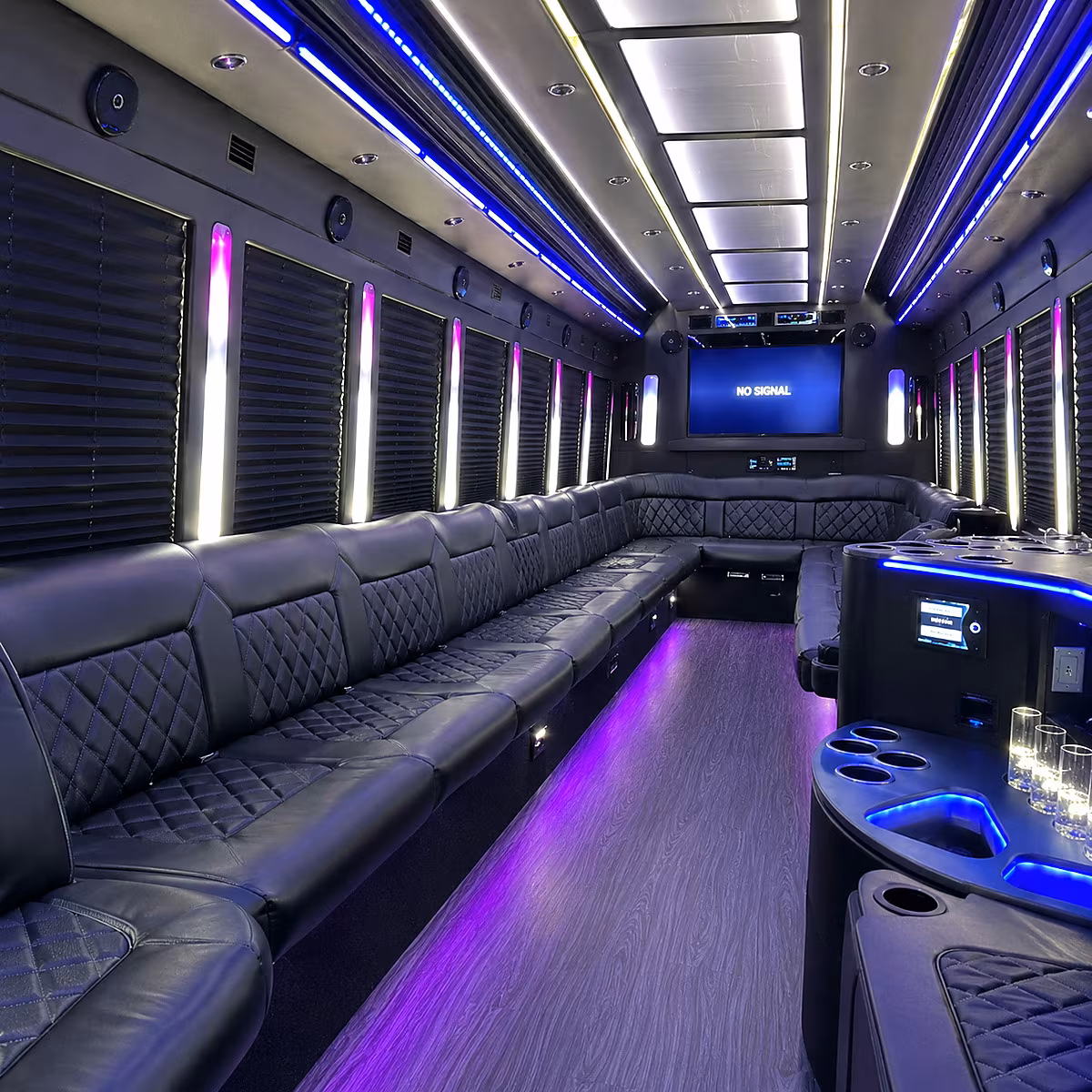 Tampa Sporting Event Transportation party bus interior