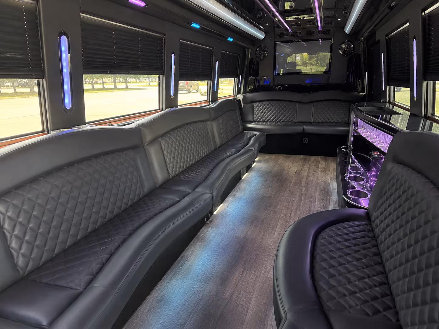 Tampa Wedding Transportation party bus interior